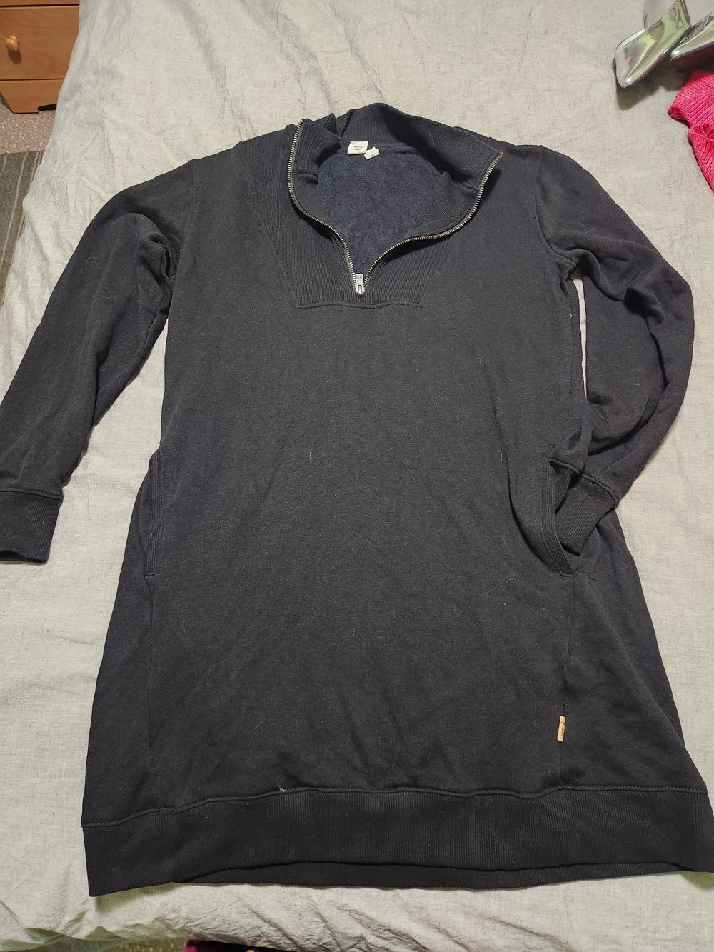 tentree Women's Long-Sleeve Black Half-Zip Sweater Dress